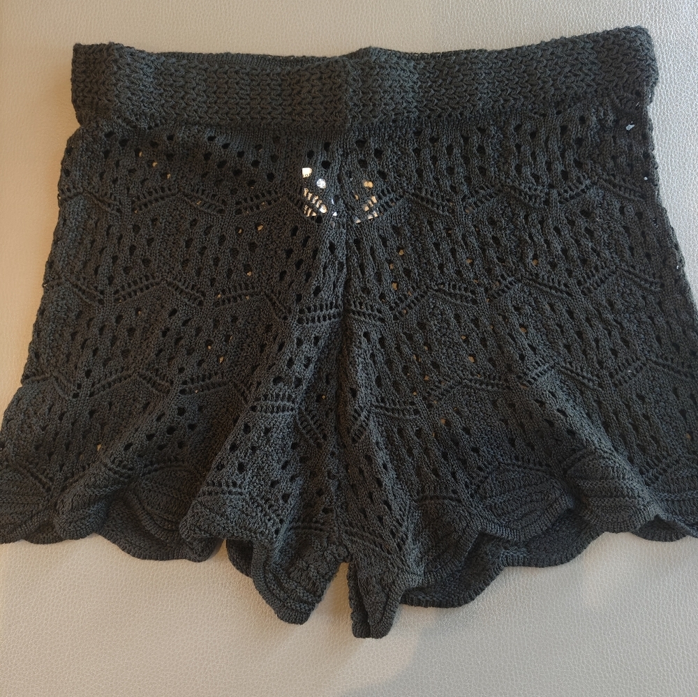 Black Crochet Shorts